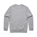 A light grey sweater with long sleeves and a rounded neckline. The back view shows a plain design with no additional details.