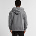 A grey zip-up hooded jumper seen from the back, featuring a large hood and a relaxed fit. A grey zip-up hooded jumper seen from the back, featuring a large hood and a relaxed fit.