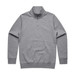 A grey half zip crew jumper with long sleeves and a collar. It features a branding logo. A grey half zip crew jumper with long sleeves and a collar. It features a branding logo.