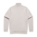 A light grey half zip crew jumper with long sleeves and a high collar. It features a logo on the back. A light grey half zip crew jumper with long sleeves and a high collar. It features a logo on the back.