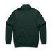 A dark green half zip crew jumper featuring a solid back design and long sleeves. It has a logo on the collar.