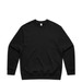 A black jumper featuring a crew neck design. The garment has a plain style and includes a logo.