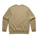 A beige sweater with a crew neck and long sleeves, featuring a plain back design.
