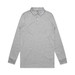 A long-sleeve grey polo shirt featuring a collar and a branded logo.