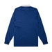 A navy rugby jersey with long sleeves and a white collar, featuring a logo on the back.