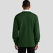 A green rugby jersey featuring a white collar, showcasing a plain back view with long sleeves.