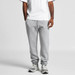 Grey track pants with elastic cuffs and a drawstring waist, worn with a white t-shirt and sneakers. Features a logo. Grey track pants with elastic cuffs and a drawstring waist, worn with a white t-shirt and sneakers. Features a logo.