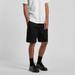 Cargo walk shorts in black, featuring side pockets and a casual fit, paired with a white t-shirt and black shoes. Cargo walk shorts in black, featuring side pockets and a casual fit, paired with a white t-shirt and black shoes.