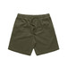 Cord shorts in olive green, featuring an elastic waistband and adjustable drawstring. Includes branding.