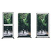 Multi-purpose floor display featuring three vertical stands with vibrant images of cyclists in a forest setting. Multi-purpose floor display featuring three vertical stands with vibrant images of cyclists in a forest setting.