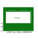 A green wall graphic featuring a rectangular window, dimensions 4500 x 2050 mm, includes a logo.