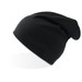 A black beanie with a slouchy design, featuring a subtle logo on the side. A black beanie with a slouchy design, featuring a subtle logo on the side.
