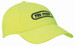 A bright yellow cap featuring a logo, designed for safety and visibility. A bright yellow cap featuring a logo, designed for safety and visibility.