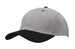 A grey twill cap with a black peak and a logo, featuring a structured design and six-panel construction. A grey twill cap with a black peak and a logo, featuring a structured design and six-panel construction.
