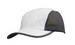 A white cap featuring a black bee hive mesh and a towelling sweatband, complete with a logo. A white cap featuring a black bee hive mesh and a towelling sweatband, complete with a logo.