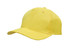 A yellow cap made from breathable poly twill fabric, featuring a curved peak and ventilation eyelets.