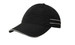 A black microfibre sports cap featuring white piping, with a soft visor and an adjustable strap at the back. A black microfibre sports cap featuring white piping, with a soft visor and an adjustable strap at the back.
