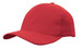 A red cap made of brushed heavy cotton, featuring a snapback design and a plain style.