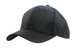A black sports cap with a structured design and a curved brim, featuring a logo. A black sports cap with a structured design and a curved brim, featuring a logo.