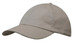 A beige cap with a curved brim and a logo on the front, made from washed chino twill fabric.
