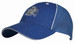 A blue cap with a high-tech mesh panel, featuring a logo on the front and a curved brim. A blue cap with a high-tech mesh panel, featuring a logo on the front and a curved brim.