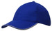 A blue double pique mesh cap with an open sandwich design and a contrasting trim. It features a logo on the front. A blue double pique mesh cap with an open sandwich design and a contrasting trim. It features a logo on the front.