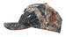 A camouflage cap featuring a leaf and bark pattern. It has a curved brim and includes a logo on the side. A camouflage cap featuring a leaf and bark pattern. It has a curved brim and includes a logo on the side.