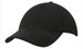 A black brushed heavy cotton cap with a suede peak, featuring a logo on the front.