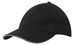 A black brushed heavy cotton cap featuring sandwich trim and a logo. Suitable for casual wear or events. A black brushed heavy cotton cap featuring sandwich trim and a logo. Suitable for casual wear or events.