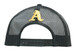 A black mesh cap featuring an embroidered yellow letter 'A' on the back and an adjustable strap. A black mesh cap featuring an embroidered yellow letter 'A' on the back and an adjustable strap.