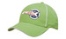 A green cap with sandwich peak and front panels featuring a logo on the front.