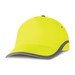 A bright yellow cap with a grey peak and detailing, featuring a logo. A bright yellow cap with a grey peak and detailing, featuring a logo.