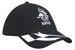 A black cap with a check pattern and an embroidered logo on the peak. A black cap with a check pattern and an embroidered logo on the peak.