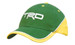 A green and yellow cap with contrasting panels and piping, featuring a logo on the front.