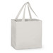 A grey tote bag with two handles and a rectangular shape, featuring a simple design and no visible branding. A grey tote bag with two handles and a rectangular shape, featuring a simple design and no visible branding.