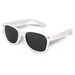 A pair of white sunglasses with dark lenses, featuring a design typical of casual, outdoor eyewear. A pair of white sunglasses with dark lenses, featuring a design typical of casual, outdoor eyewear.