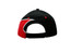 A black cap with red accents and embroidery on the crown and peak, featuring a logo on the side. A black cap with red accents and embroidery on the crown and peak, featuring a logo on the side.