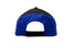 A black and blue cap featuring fabric inserts on the crown and peak, with an adjustable strap at the back. A black and blue cap featuring fabric inserts on the crown and peak, with an adjustable strap at the back.
