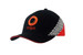A black and red cap featuring a checkered trim and an embroidered logo on the front. A black and red cap featuring a checkered trim and an embroidered logo on the front.