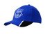 A blue brushed heavy cotton cap with peak inserts, featuring an embroidered logo on the front. A blue brushed heavy cotton cap with peak inserts, featuring an embroidered logo on the front.
