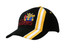 Black cap featuring a coloured logo and yellow stripes on the crown and peak. Includes a branded logo. Black cap featuring a coloured logo and yellow stripes on the crown and peak. Includes a branded logo.