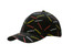 A black cap featuring an all-over print with the word "Australia" in red, yellow, and white. It has a logo on the side.