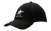 A black fitted cap made from double pique mesh, featuring a logo on the front.