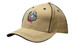 A khaki cap featuring a bulldog logo, with sandwich trim and crown piping. It has a structured design.