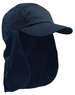 A navy Poly Cotton Legionnaire Cap featuring a wide protective flap at the back and a curved brim.
