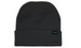 A grey beanie with a folded cuff and a small logo tag. Made with recycled materials.