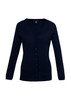 A women's Milano cardigan in black with a V-neck, long sleeves, and a button-down front. Features a logo on the label.