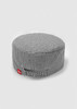 A black and white checked chef cap with a branding label on the side. A black and white checked chef cap with a branding label on the side.