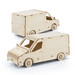 A wooden model of a van in a light natural wood finish, featuring a detailed design with wheels and windows. A wooden model of a van in a light natural wood finish, featuring a detailed design with wheels and windows.