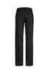 Black women's plain utility pants featuring a back view with pockets and a logo. Suitable for workwear. Black women's plain utility pants featuring a back view with pockets and a logo. Suitable for workwear.